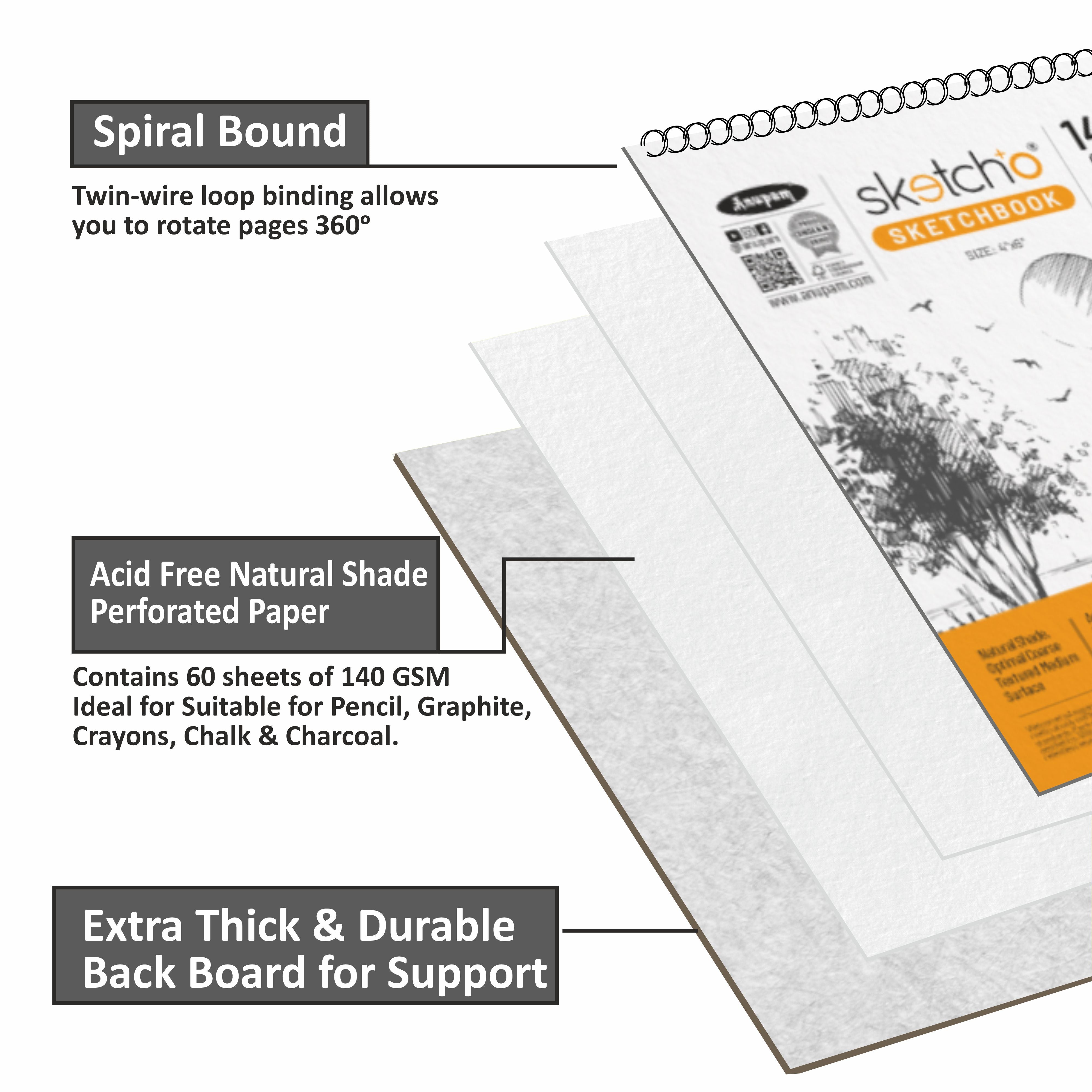 Anupam Sketch-O Sketching and Drawing Sketchbook-Soft Bound-Cartridge Paper-140GSM-Wireo Book